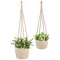 mDesign Woven Cotton Rope Indoor Hanging Baskets for Plants, Set of 2